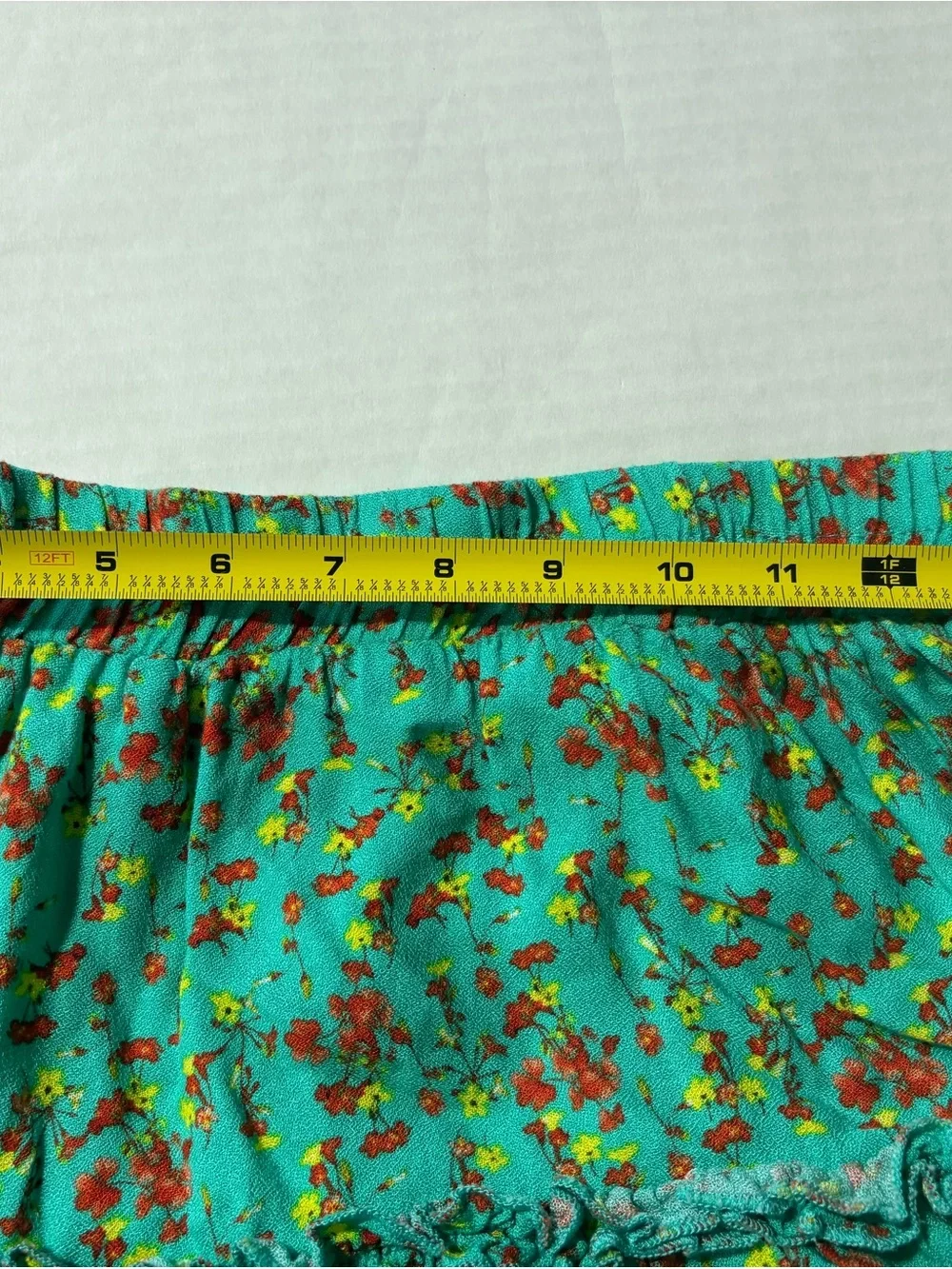 Chelsea & Violet Teal Floral Mini Skirt women’s Small Ruffles